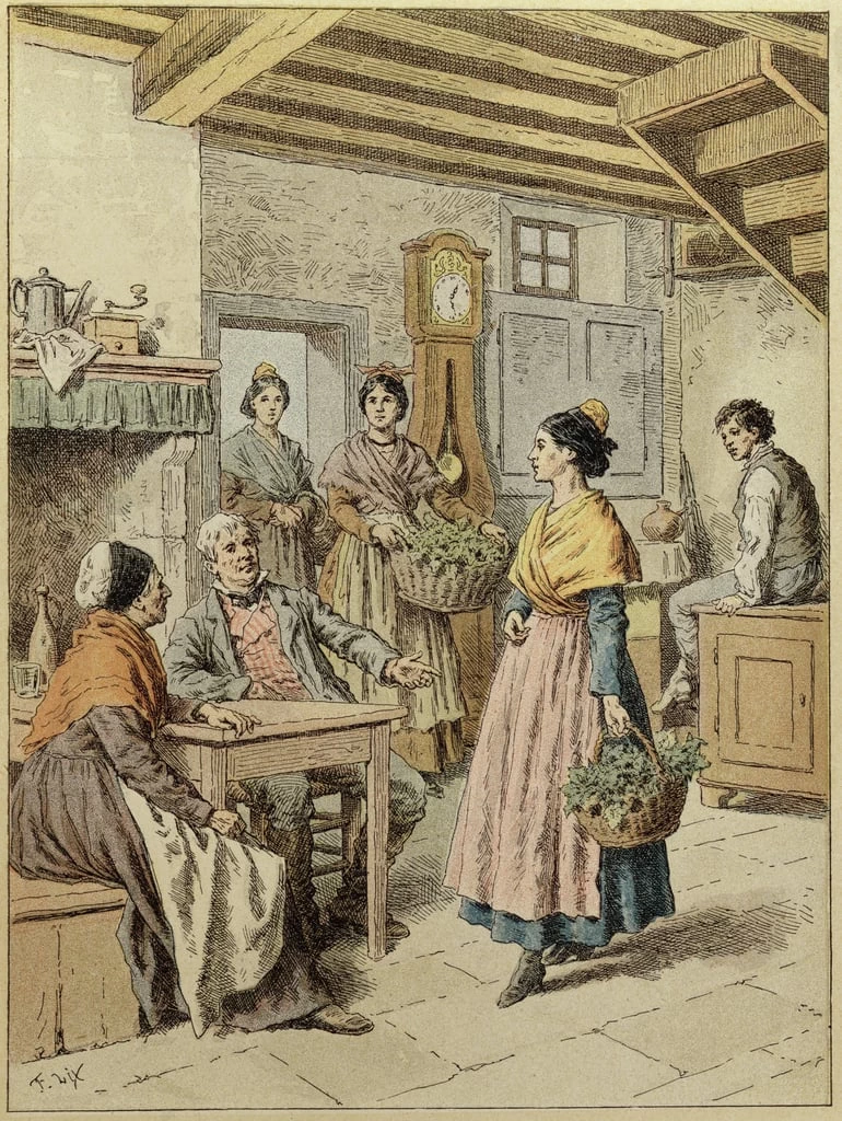 Frederic Theodore Lix - Interno di una casa colonica in Provenza